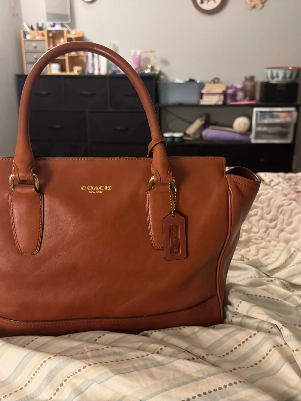 Coach Leather Satchel in Chestnut Brown